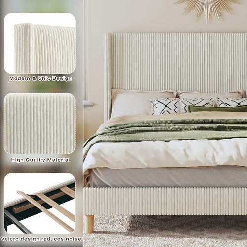 Queen Bed Frame with 51.2" Tall Headboard, view 4