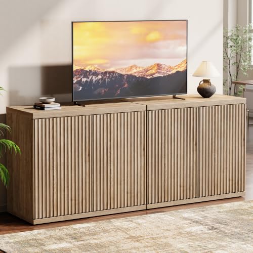 61.8" TV Stand for Living Room,Fluted Media Console Fits 55–65 Inch TVs, view 2