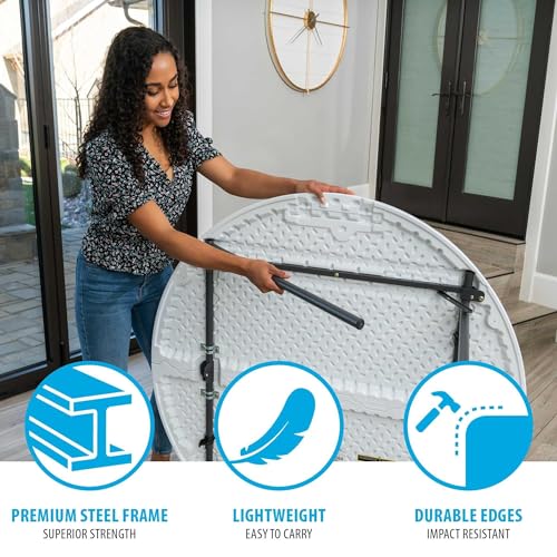 Light Commercial Fold-in-Half Round Table, 4-Foot