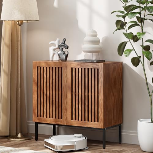 Storage Cabinet, Modern Coffee Bar with Adjustable Shelf and Metal Base, view 7