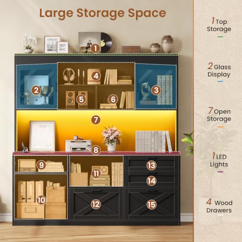 69" L Shaped Gaming Standing Desk with 4 Drawers, Storage Bookshelf, view 6