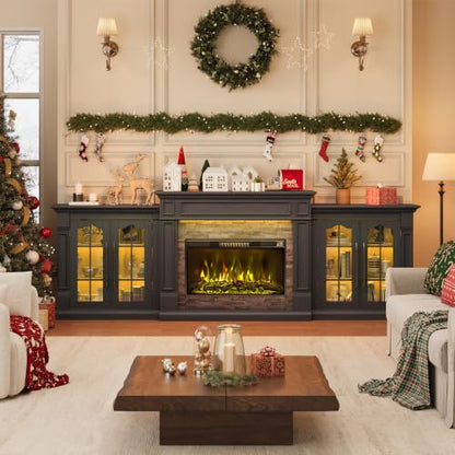 104" Fireplace TV Stand, Adjustable Flame Color, view 3