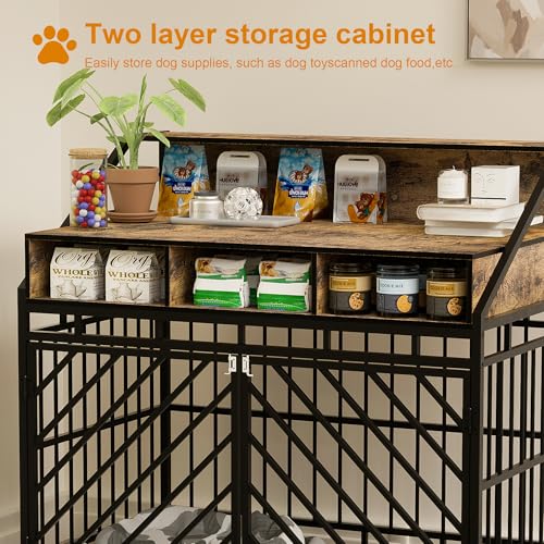 Dog Crate Furniture, Wooden Dog Crate End Table, Wooden Dog Crate with Divider, view 7
