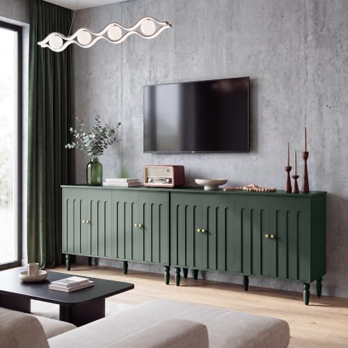 47” Arched Fluted Sideboard Buffet Cabinet with Storage, Green, view 8