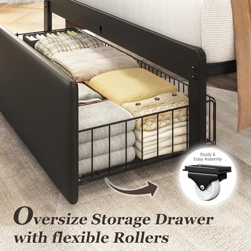 No box spring metal bed black, view 5