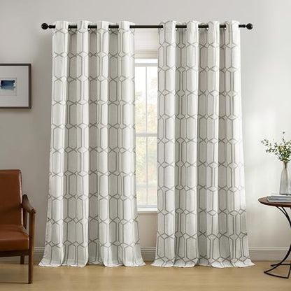 Kaiden Geometric Room Darkening Window Curtain, Gray - 52" W x 84" L