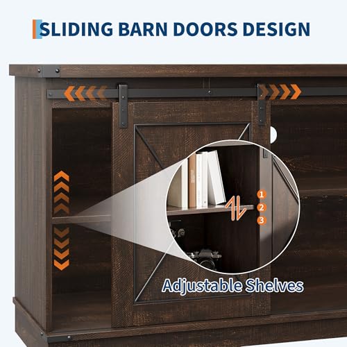 Farmhouse TV Stand for TVs up to 65 inches, Brown, view 5