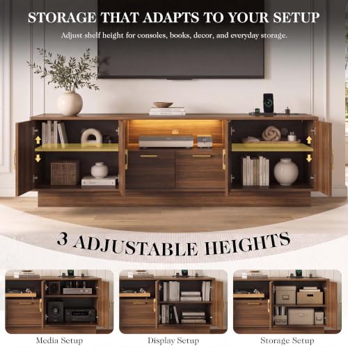 65" TV Stand for TV up to 75 Inch, Entertainment Center with Lights, view 5