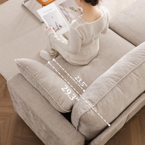 53'' Loveseat Sofa with All Seats Storage, Modular Sectional Couch with Deep Seat,Oversized Comfy Couch with Throw Pillows,Single Sofa Chair for Living Room,Bedroom,Chenille,Khaki