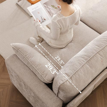 53'' Loveseat Sofa with All Seats Storage, Modular Sectional Couch with Deep Seat,Oversized Comfy Couch with Throw Pillows,Single Sofa Chair for Living Room,Bedroom,Chenille,Khaki