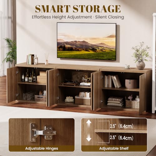 61.8" TV Stand for Living Room,Fluted Media Console Fits 55–65 Inch TVs, view 7