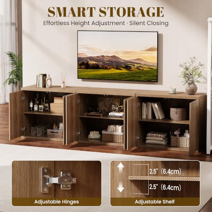 61.8" TV Stand for Living Room,Fluted Media Console Fits 55–65 Inch TVs, view 7