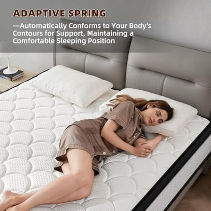 Twin Mattress 10 Inch Medium Firm Hybrid Mattress Twin Size Memory Foam Pocket Steel Springs Matress in a Box for All Sleep Positions Motion Isolation Ensure Comfortable Sleep (White, Twin 10 INCH)