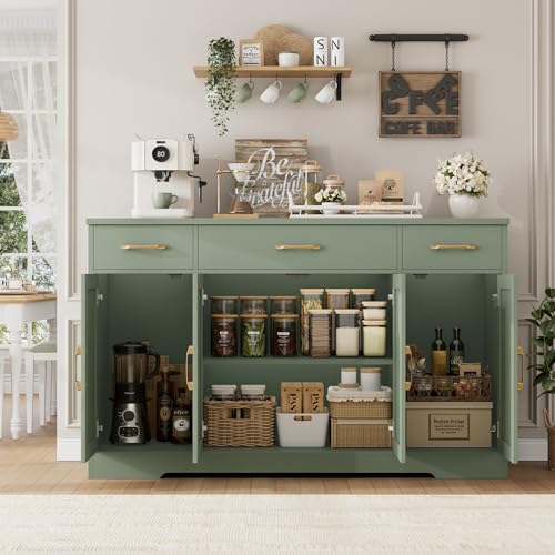 Kitchen Buffet Sideboard Storage Cabinet, Coffee Bar Cabinet, Green, view 8