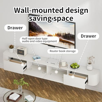 Floating TV Stand,Floating Entertainment Center (White, 78.7IN), view 8