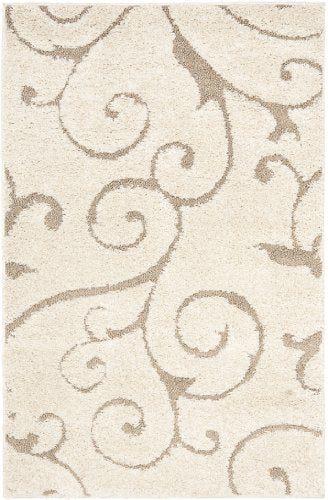 SAFAVIEH Florida Shag Rug 3'3"x5'3", Soft Plush Cream & Beige SG455-1113, view 4