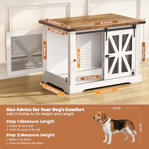 40" Farmhouse Dog Crate Furniture for Medium Dogs Up to 45 lb, view 3