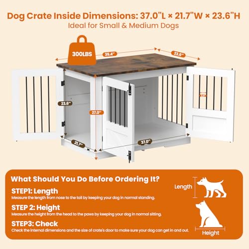 39.4" Dog Crate Furniture, Indoor Dog Kennel Furniture for Small Medium Dogs, view 3