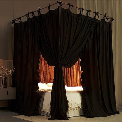 4 Corners Post Princess Curtain Bed Canopy Double Layer Cozy Mosquito Net Mesh, view 7