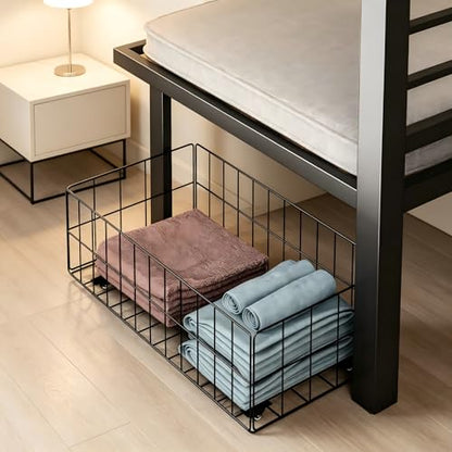 Full Size Loft Bed with Drawer and Desk & Table Sets Transformable for Bedroom,Dormitory,Living Room,Metal Sturdy Bed Frame w/Full-Length Guardrails,Full Over Full Bunk Bed,Black