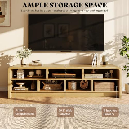 70" Fluted TV Stand with 4 Deep Drawers, view 5