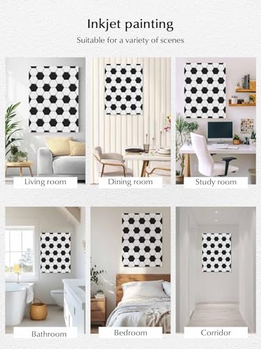 NuYeBiofx Black White Soccer Skin Canvas Wall Art Prints,40"x28" Framed Picture Artwork Symmetrical Hexagon Pattern Printed Canvas Oil Painting for Living Room Bedroom Office,Ready to Hang