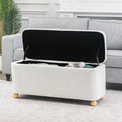 39.3” Velvet Storage Ottoman Bench with Hinged Lid & Handle, view 5