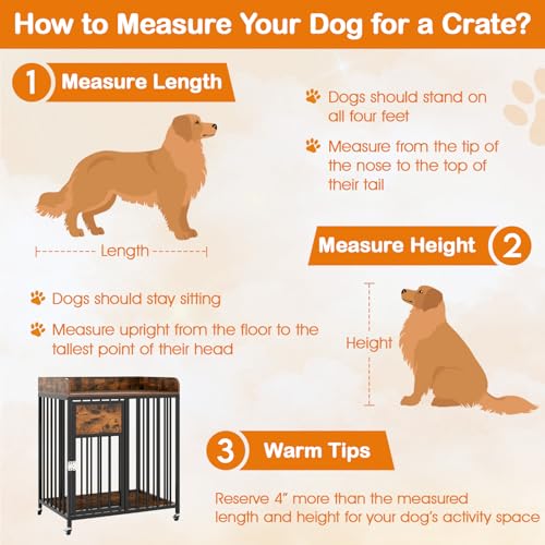 GINATEX 27.5" Dog Crate Furniture with Wheels, Indoor Dog Kennel End Table, view 8