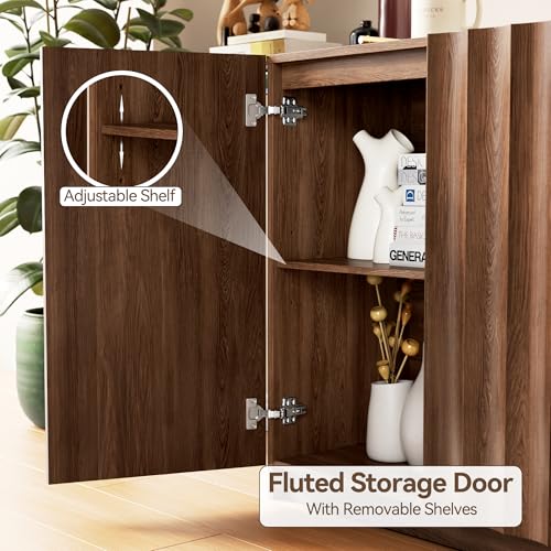Fluted Sideboard Buffet Cabinet with Storage, view 4