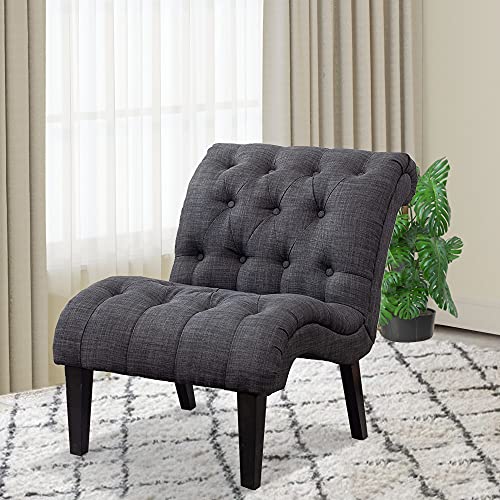 Accent Chair Button Tufted Slipper Chair Armless Side Chair for Living Room Dining Room Bedroom Funiture (Set of 2)