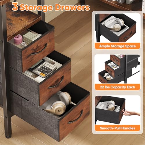 L Shaped Desk with Drawers, Gaming Desk, 47 Inch, view 6