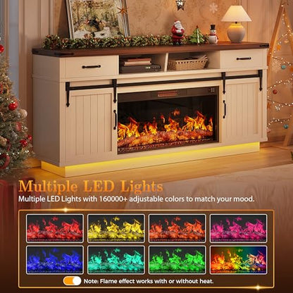 70'' Fireplace TV Stand with 36‘’ Electric Fireplace, view 6