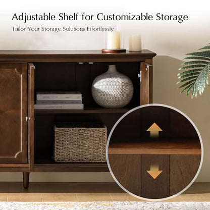 Mid-Century Modern Sideboard Cabinet, 4-Door Storage Buffet, view 7