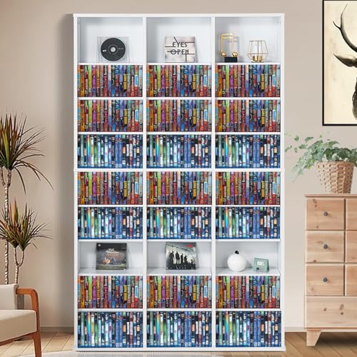Media Storage Cabinet, 9-Layer DVD Shelf, Adjustable CD Shelves 27 Compartments, view 3