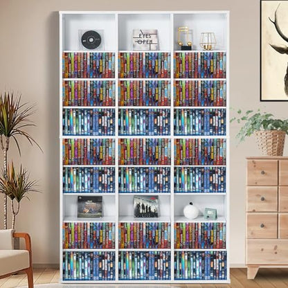 Media Storage Cabinet, 9-Layer DVD Shelf, Adjustable CD Shelves 27 Compartments, view 3