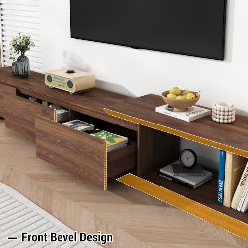 Extendable TV Stand with 3 Drawers, Modern Minimalist Entertainment Center, view 6