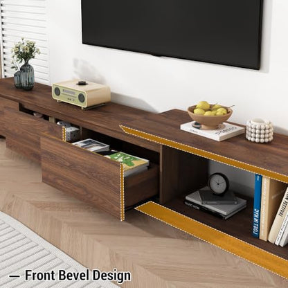 Extendable TV Stand with 3 Drawers, Modern Minimalist Entertainment Center, view 6