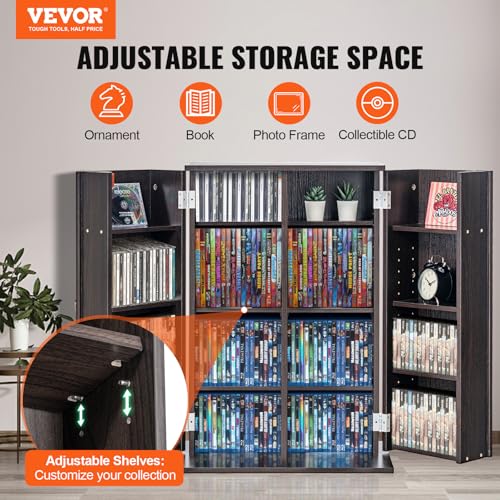 Media Storage Cabinet, DVD Cabinet with Doors and Shelves, CD Storage, view 5