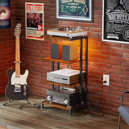 X-cosrack 16.5" Small 4-Tier AV Media Stand with Power Strips, view 5