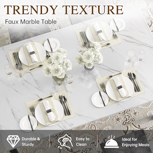 Dining Table Set for 4, Faux Marble Small Kitchen Table Chairs Set of 4 with Luxurious Button Tufted Dinner Chairs for Kitchen and Dining
