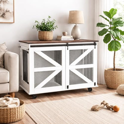 YOPTO 47.2" Double Dog Crate Furniture with Removable Divider, view 2