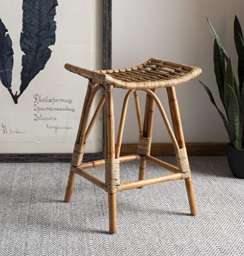 Safavieh Home Collection Leda Brown Rattan 26-inch Counter Stool