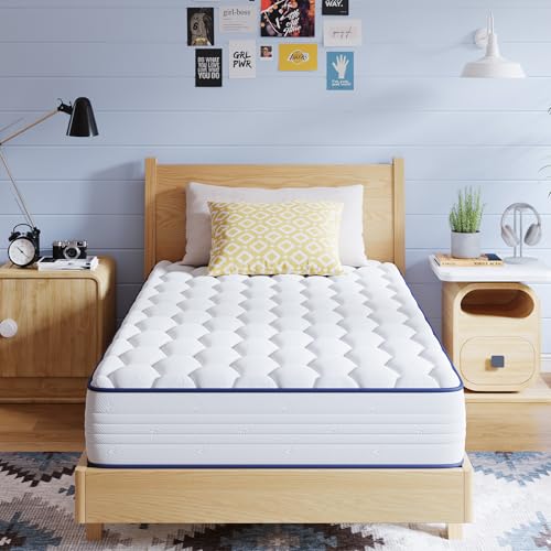 6 Inch Twin Mattress for Fresh Sleep, Twin Size Mattresses with Innerspring for Pressure Relief, Bonnell Coil Hybrid Mattresses Breathable Cover CertiPUR-US Certified Bed Mattress in a Box