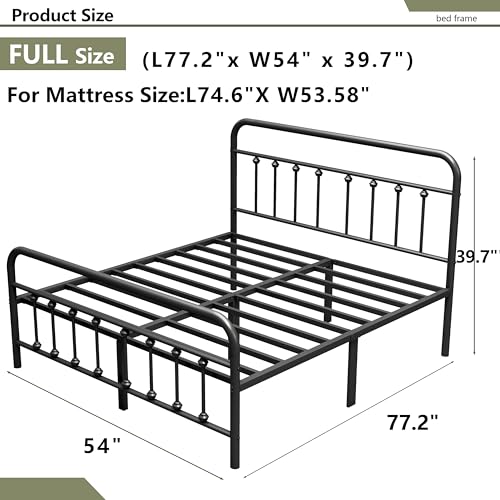 14Inch Metal Bed Frame, Full Size Bed Frame with Storage Space, view 3