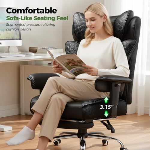 Big and Tall Office Chair Wide Ergonomic Gaming Chair with Deluxe Embossing, view 4