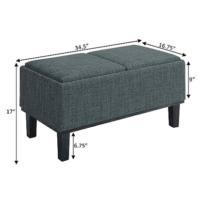 Designs4Comfort Brentwood Storage Ottoman, Gray Fabric