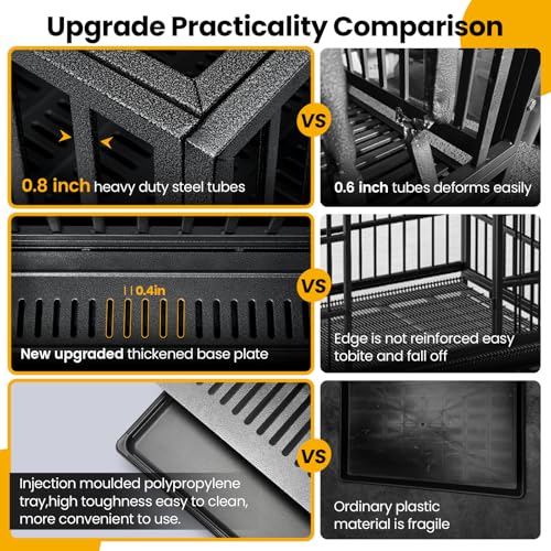 48 Inch Heavy Duty Dog Crate,Upgraded Reinforced Baseplate, view 6