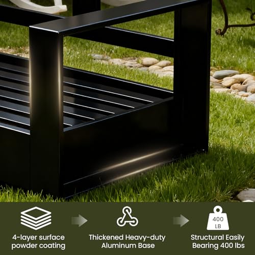 Oversized Aluminum Outdoor Furniture Set, 5 Piece Patio Sofa Sets with Coffee Table, Deep Seating and Upgraded 6-inch Cushions for Porch, Balcony, Deck
