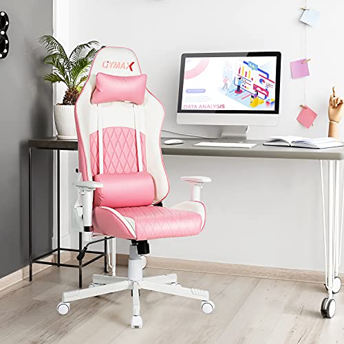 Gaming Chair, Pink Ergonomic High Back Computer Chair with Headrest & Lumbar Support, Racing Style Desk Task Rolling Chair for Home Office Gaming Working Studying