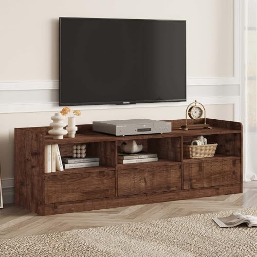 Farmhouse TV Stand for 55/60/65 Inch TVs, Entertainment Center with Storage, view 2